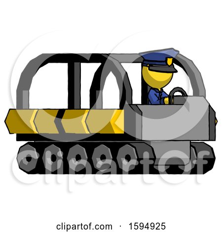 Yellow Police Man Driving Amphibious Tracked Vehicle Side Angle View by Leo Blanchette