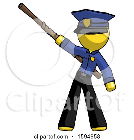 Yellow Police Man Bo Staff Pointing up Pose by Leo Blanchette