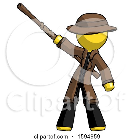 Yellow Detective Man Bo Staff Pointing up Pose by Leo Blanchette