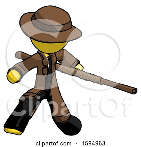 Yellow Detective Man Bo Staff Action Hero Kung Fu Pose by Leo Blanchette