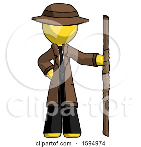 Yellow Detective Man Holding Staff or Bo Staff by Leo Blanchette