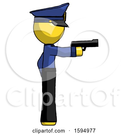 Yellow Police Man Firing a Handgun by Leo Blanchette