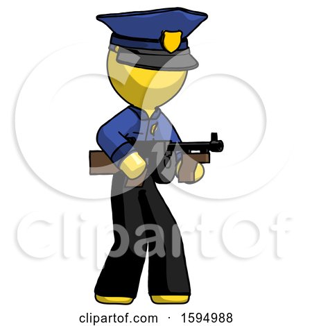 Yellow Police Man Tommy Gun Gangster Shooting Pose by Leo Blanchette