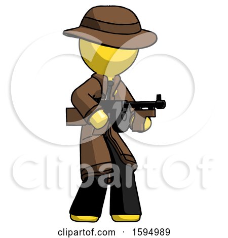 Yellow Detective Man Tommy Gun Gangster Shooting Pose by Leo Blanchette