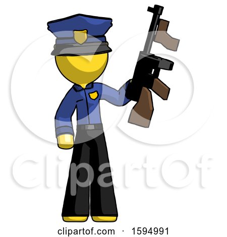Yellow Police Man Holding Tommygun by Leo Blanchette