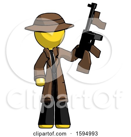 Yellow Detective Man Holding Tommygun by Leo Blanchette