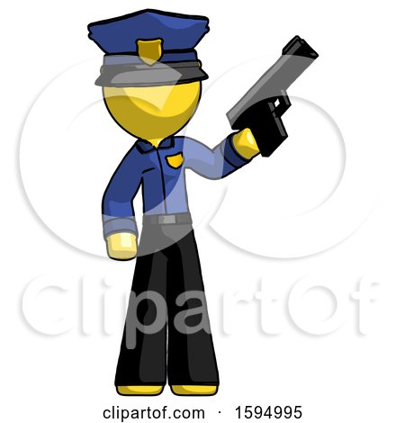 Yellow Police Man Holding Handgun by Leo Blanchette