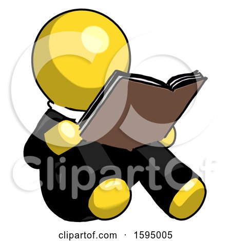 Yellow Clergy Man Reading Book While Sitting down by Leo Blanchette
