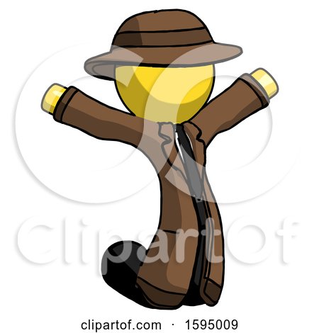 Yellow Detective Man Jumping or Kneeling with Gladness by Leo Blanchette