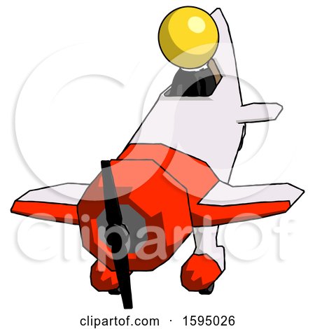 Yellow Clergy Man in Geebee Stunt Plane Descending Front Angle View by Leo Blanchette