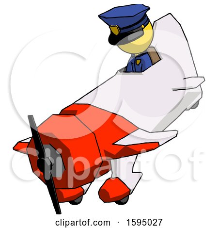 Yellow Police Man in Geebee Stunt Plane Descending View by Leo Blanchette