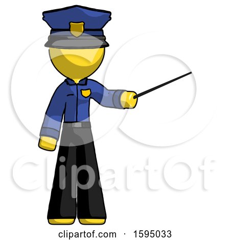 Yellow Police Man Teacher or Conductor with Stick or Baton Directing by Leo Blanchette