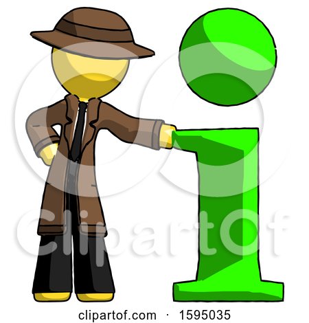 Yellow Detective Man with Info Symbol Leaning up Against It by Leo Blanchette