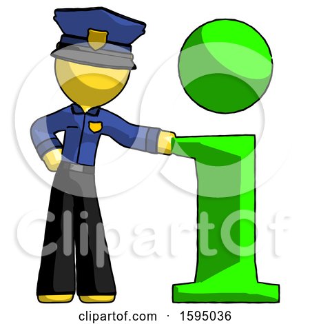Yellow Police Man with Info Symbol Leaning up Against It by Leo Blanchette