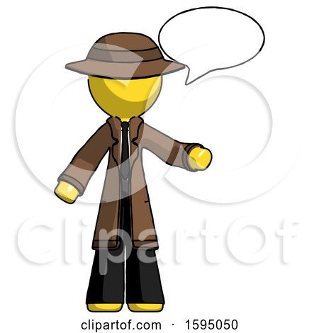 Yellow Detective Man with Word Bubble Talking Chat Icon by Leo Blanchette