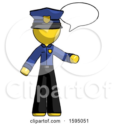 Yellow Police Man with Word Bubble Talking Chat Icon by Leo Blanchette