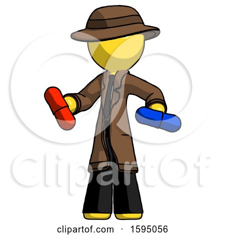 Yellow Detective Man Red Pill or Blue Pill Concept by Leo Blanchette