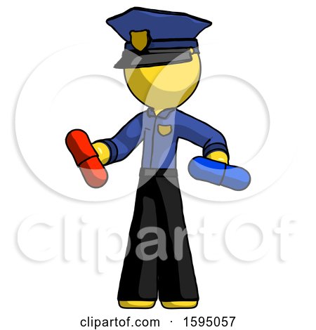 Yellow Police Man Red Pill or Blue Pill Concept by Leo Blanchette
