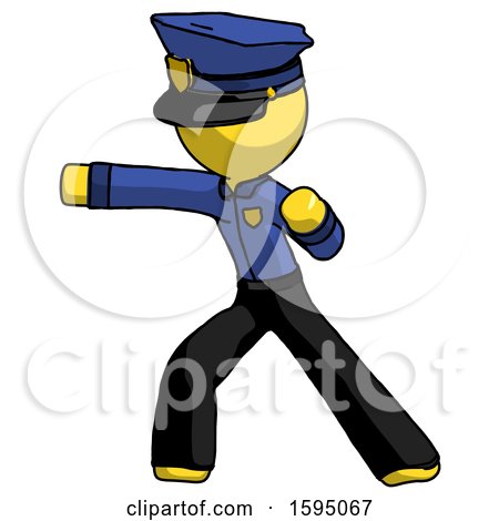 Yellow Police Man Martial Arts Punch Left by Leo Blanchette