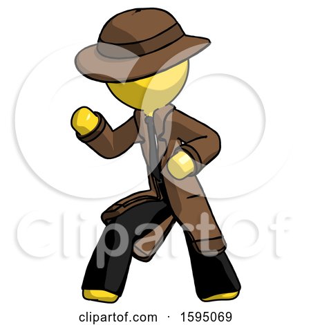 Yellow Detective Man Martial Arts Defense Pose Left by Leo Blanchette