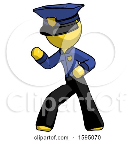 Yellow Police Man Martial Arts Defense Pose Left by Leo Blanchette
