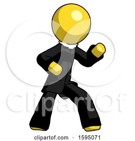 Yellow Clergy Man Martial Arts Defense Pose Right by Leo Blanchette