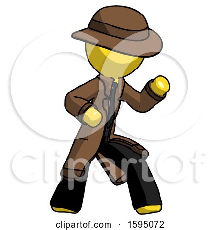 Yellow Detective Man Martial Arts Defense Pose Right by Leo Blanchette