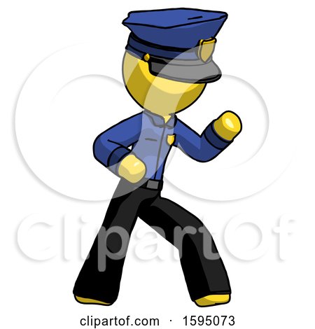 Yellow Police Man Martial Arts Defense Pose Right by Leo Blanchette