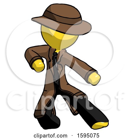 Yellow Detective Man Karate Defense Pose Right by Leo Blanchette