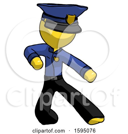 Yellow Police Man Karate Defense Pose Right by Leo Blanchette