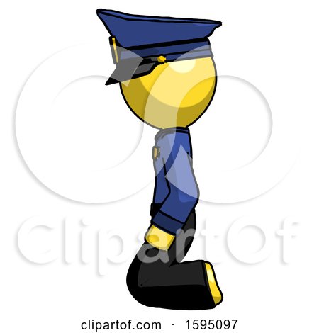 Yellow Police Man Kneeling Left by Leo Blanchette