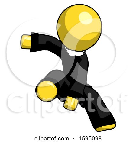 Yellow Clergy Man Action Hero Jump Pose by Leo Blanchette