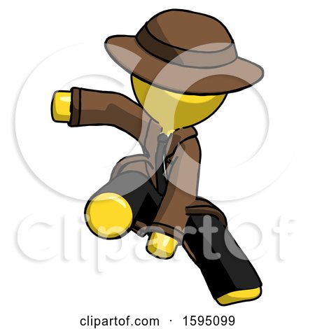 Yellow Detective Man Action Hero Jump Pose by Leo Blanchette