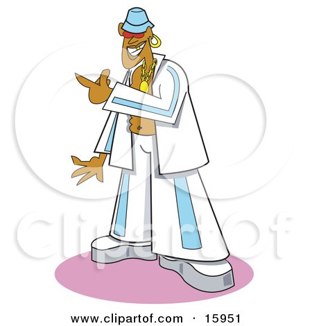 Cool African American Teenager In A White And Blue Jacket And Pants Clipart Illustration by Andy Nortnik