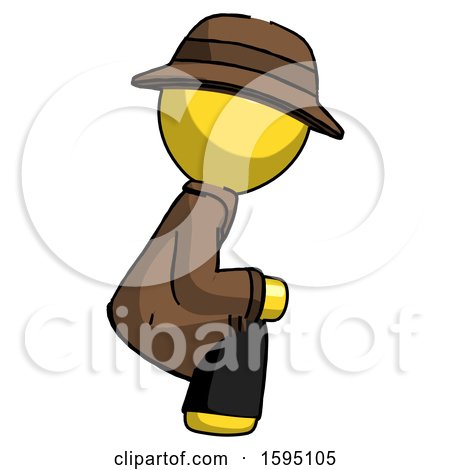 Yellow Detective Man Squatting Facing Right by Leo Blanchette