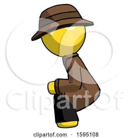 Yellow Detective Man Squatting Facing Left by Leo Blanchette