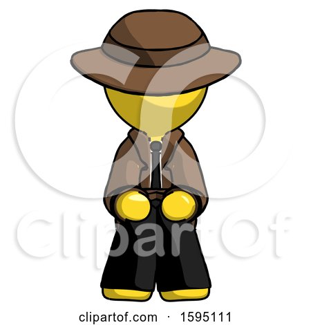 Yellow Detective Man Squatting Facing Front by Leo Blanchette