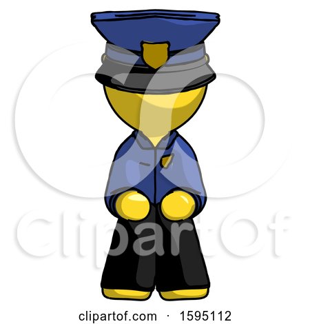 Yellow Police Man Squatting Facing Front by Leo Blanchette