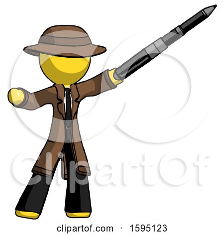 Yellow Detective Man Demonstrating That Indeed the Pen Is Mightier by Leo Blanchette