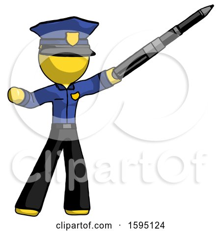 Yellow Police Man Demonstrating That Indeed the Pen Is Mightier by Leo Blanchette