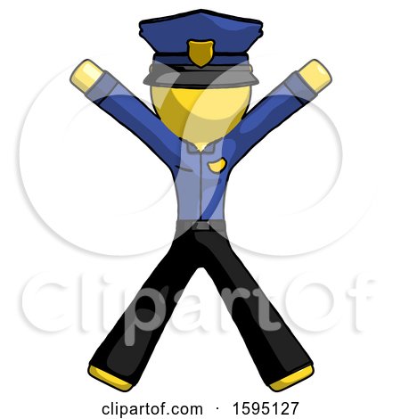 Yellow Police Man Jumping or Flailing by Leo Blanchette