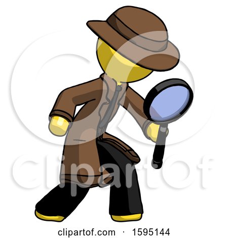 Yellow Detective Man Inspecting with Large Magnifying Glass Right by Leo Blanchette