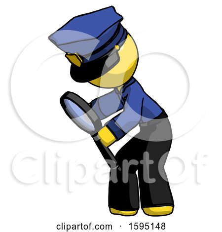 Yellow Police Man Inspecting with Large Magnifying Glass Left by Leo Blanchette