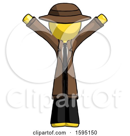Yellow Detective Man with Arms out Joyfully by Leo Blanchette