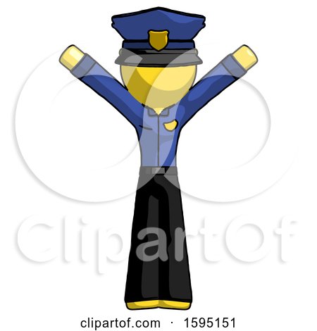 Yellow Police Man with Arms out Joyfully by Leo Blanchette