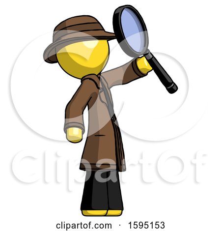 Yellow Detective Man Inspecting with Large Magnifying Glass Facing up by Leo Blanchette