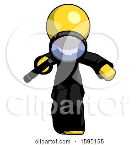Yellow Clergy Man Looking down Through Magnifying Glass by Leo Blanchette