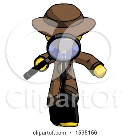 Yellow Detective Man Looking down Through Magnifying Glass by Leo Blanchette