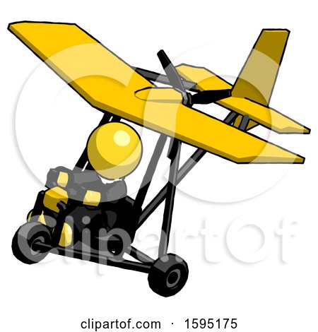 Yellow Clergy Man in Ultralight Aircraft Top Side View by Leo Blanchette