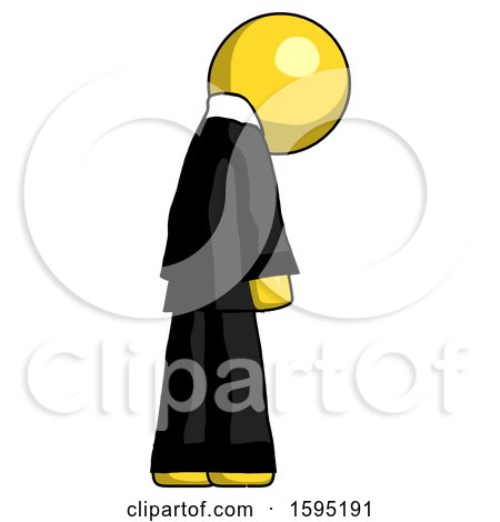 Yellow Clergy Man Depressed with Head Down, Back to Viewer, Right by Leo Blanchette